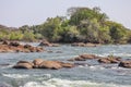 Kafwala rapids rocky section of kafue river in the national park in zambia Royalty Free Stock Photo