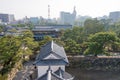 Beautiful scenic view from The Ushitora yagura at Takamatsu Castle Tamamo Park in Takamatsu, Royalty Free Stock Photo
