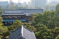 Beautiful scenic view from The Ushitora yagura at Takamatsu Castle Tamamo Park in Takamatsu, Royalty Free Stock Photo