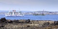 Kagoshima and boat view from Sakurjima Japan.