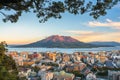 Kagoshima, Japan skyline with Sakurajima Volcano