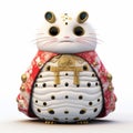 Japanese Animal Figurine: 3d Render Cartoon Of Caterpillar In Kimono