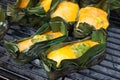 Kai Pam, Egg mixed with vegetable and grill on banana leaf. Royalty Free Stock Photo