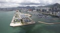 Kai Tak cruise terminal drone point of view Royalty Free Stock Photo