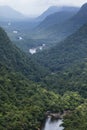 The Kaieteur waterfall valley, mountains and forest