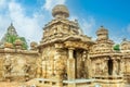 Kailasanathar ancient temple entrance decorated with idol statues decoration, Kanchipuram, Tondaimandalam region, Tamil Nadu, Royalty Free Stock Photo