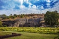 Kailash Temple in Ellora. General view of the temple from the entrance Royalty Free Stock Photo