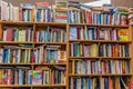 Kailua, Hawaii/USA- Dec. 30, 2019: Piles of used books for sale in a used bookstore in Kailua, Hawaii Royalty Free Stock Photo