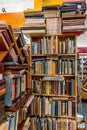 Kailua, Hawaii/USA- Dec. 30, 2019: Piles of used books for sale in a used bookstore in Kailua, Hawaii Royalty Free Stock Photo