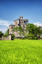 Kaiping Diaolou Village building and rice paddy Royalty Free Stock Photo