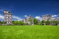 Kaiping Diaolou Village buildings and rice paddy Royalty Free Stock Photo