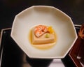 Kaiseki Dinner: Goma Dofu and Shrimp Appetizer Royalty Free Stock Photo