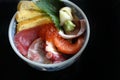 Kaisen don , seafood rice bowl Japanese food