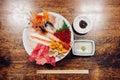 Kaisendon premium Japanese sashimi rice bowl top view shot Royalty Free Stock Photo