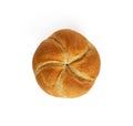 Kaiser roll fresh bun isolated on white background Royalty Free Stock Photo