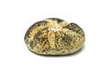 Kaiser roll with poppy seed on white background Royalty Free Stock Photo