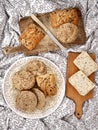 Multigrain kaiser rolls. Homemade bread from Poland.