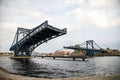 Kaiser-Wilhelm-Bridge with open north side is a rotatable steel car bridge and landmark in Wilhelmshaven Germany