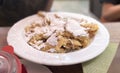 kaiserschmarren austrian pancakes on plate with sugar Royalty Free Stock Photo