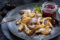 Kaiserschmarrn on a black plate