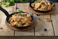 Kaiserschmarrn Lunch on a wooden table at a hut in the alps