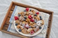 Kaiserschmarrn - traditional austrian pancake dessert with fresh fruit Royalty Free Stock Photo