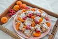 Kaiserschmarrn - traditional austrian pancake dessert with fresh fruit Royalty Free Stock Photo