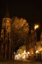 Street in Kaiserslautern with tree and church Royalty Free Stock Photo