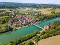 Aerial image of the medieval Swiss town Kaiserstuhl Royalty Free Stock Photo