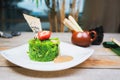 Kaiso salad on a plate with peanut sauce