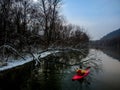 Kajaking on a crisp winter day Royalty Free Stock Photo