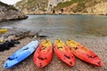 Kajaks on the beach Royalty Free Stock Photo