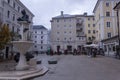 Kajetanerplatz square with Putto mit Fischen (Putto with fish) fountain by Gertrude Hillinger-Diener