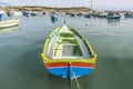 Kajjik Boat at Marsaxlokk harbor in Malta. Royalty Free Stock Photo