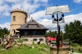 People on the oldest Czech stone lookout tower - Josefs lookout tower at Mount Klet in Blansky forest