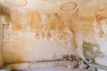 Ancient Mural painting 13th century, David Gareja monastery complex. a famous historic site in Royalty Free Stock Photo