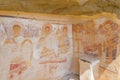 Ancient Mural painting 13th century, David Gareja monastery complex. a famous historic site in Royalty Free Stock Photo