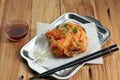 Kakiage Tempura Shrimp with Sweet Potato and Vegetable on Plate