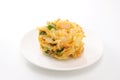 Kakiage tempura shrimp vegetable on plate on white background