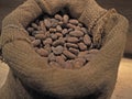 Kako beans, cocoa beans in a bag.