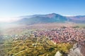 The Kalabaka town, view from monastery Royalty Free Stock Photo