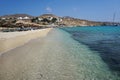 Kalafatis beach is a beautiful Mykonos beach in the Cyclades islands Royalty Free Stock Photo