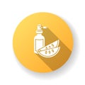 Kalahari melon seed oil yellow flat design long shadow glyph icon. Dermatology product for haircare. Reparative essence