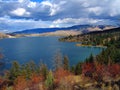 Okanagan Valley, British Columbia, Kalamalka Lake with Juniper Bay and Coldwater near Vernon from Rattlesnake Point, Canada