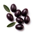 Kalamata Olives isolated on white background, AI Generative