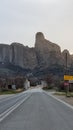kalampaka road greece meteora rocks and churches Royalty Free Stock Photo