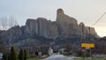 kalampaka road greece meteora rocks and churches Royalty Free Stock Photo