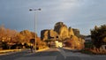 kalampaka road greece meteora rocks and churches Royalty Free Stock Photo