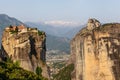 Kalampaka Town and rock with Holy Trinity Monastery, Meteora Royalty Free Stock Photo