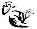 Kalan otter black vector outline and head portrait